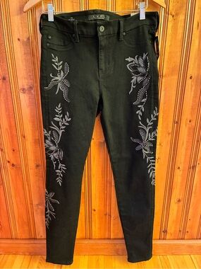 Liverpool Black Skinny Jeans with Silver Floral Embroidery